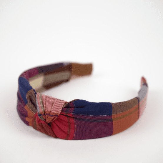 Large Crossed Headband ruby lurex tartan