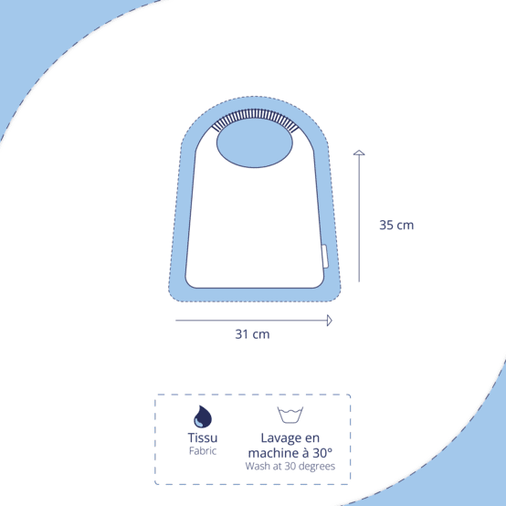 Elastic napkin child sky blue gingham