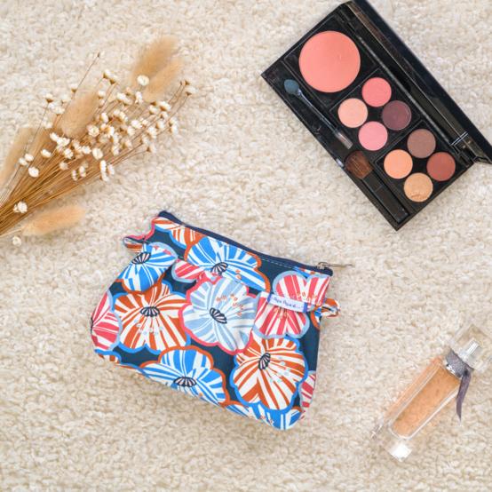 Mini Pleated clutch bag anémones rayées