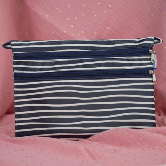 Aloïs flat pouch striped  ivory navy