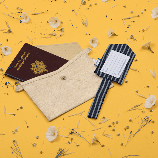 Luggage Tag striped silver dark blue