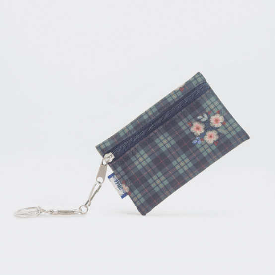 Keyring  wallet tartan fleuri