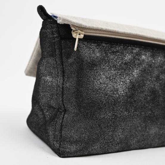 Base of shoulder bag suédine pailletée argent