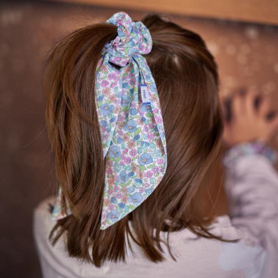 Short tail scrunchie pastel fleuri