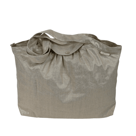Pleated tote bag - Medium size golden linen