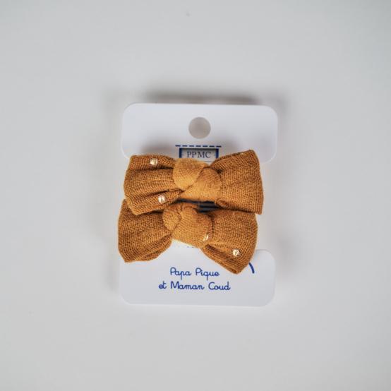 Small Elastics bows gaze pois or caramel
