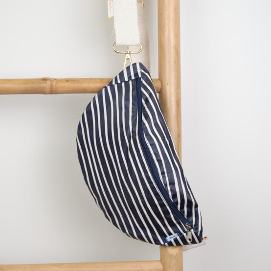 Banana bag striped  ivory navy