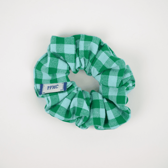 Small scrunchie green mint gingham