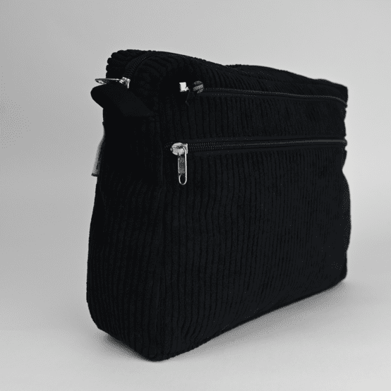Large shoulder bag base black large corduroy