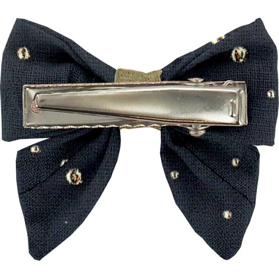Mini bow tie clip gaze pois or marine