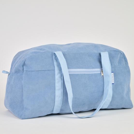 Weekend bag azure blue corduroy