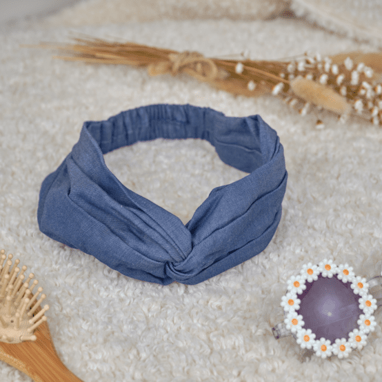 Children's double-breasted headband light denim