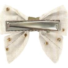 Mini bow tie clip gaze pois or écru