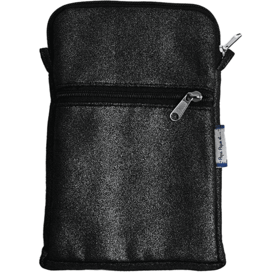 Quilted phone pocket suédine pailletée argent