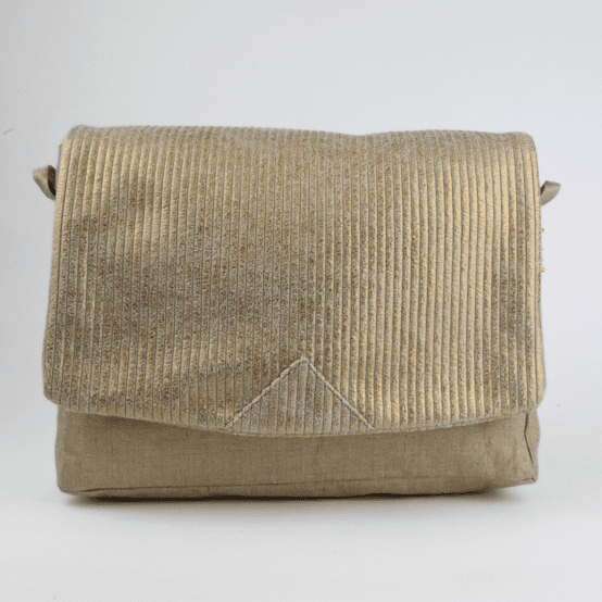 Square flap of saddle bag  gold large corduroy