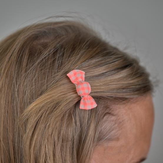 Mini sweet hairslide neon orange gingham