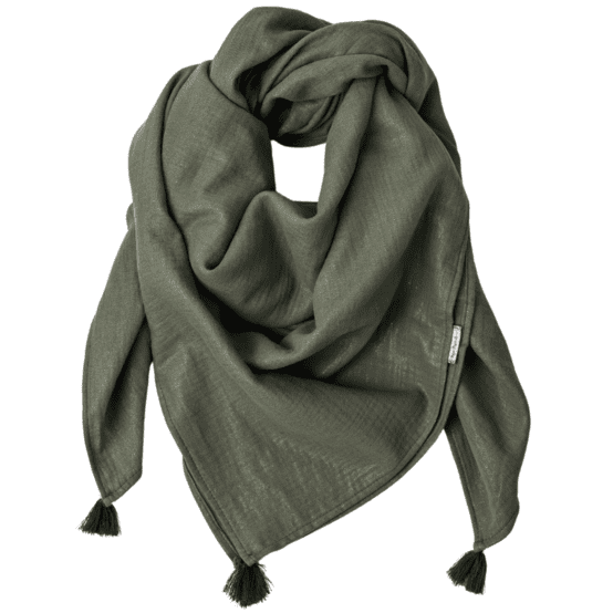 Pom pom scarf gaze pailletée kaki