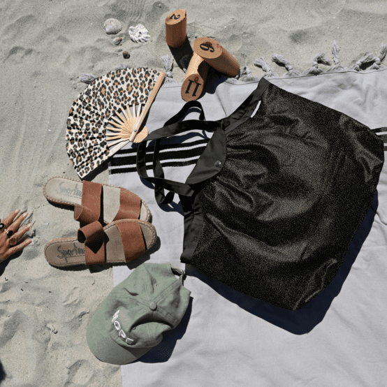 Pleated tote bag - Medium size glitter black