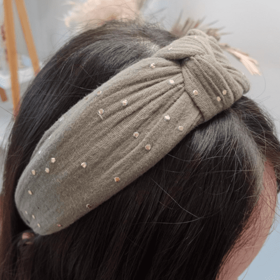 Large Crossed Headband gaze pois or kaki