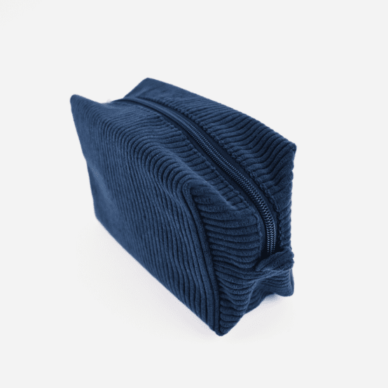Rectangular toiletry bag large navy orduroy 