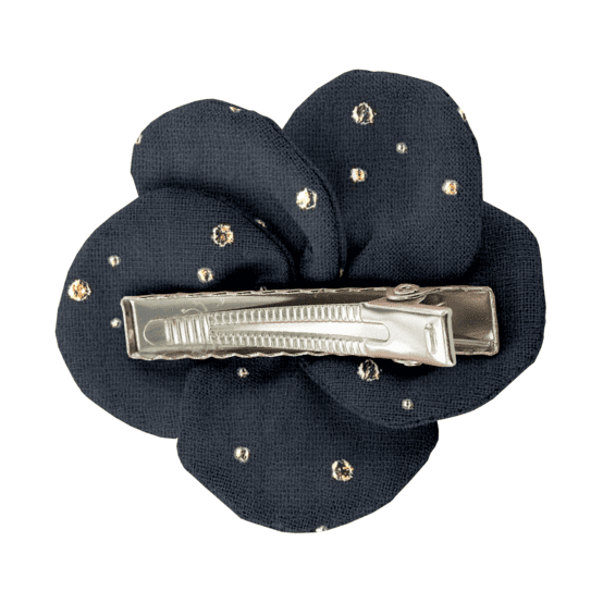 Flower petal hair slide small  gaze pois or marine