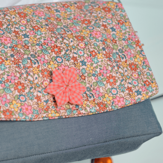 Star flower hairslide neon orange gingham