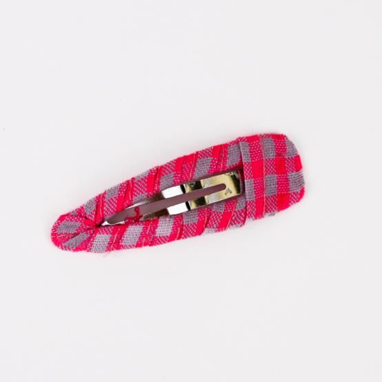 Fabric hair clip neon pink gingham