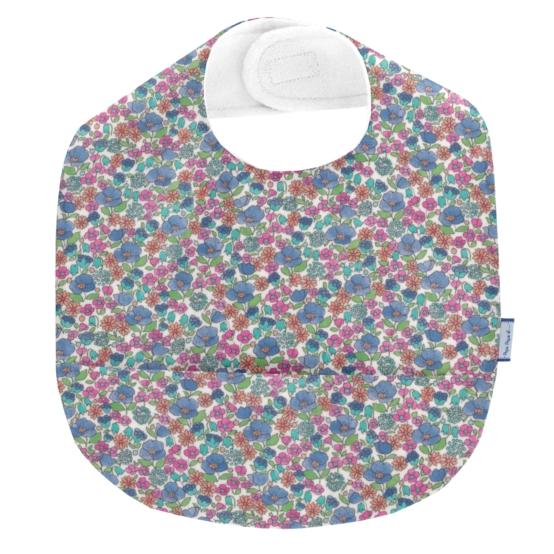 Coated fabric bib pastel fleuri