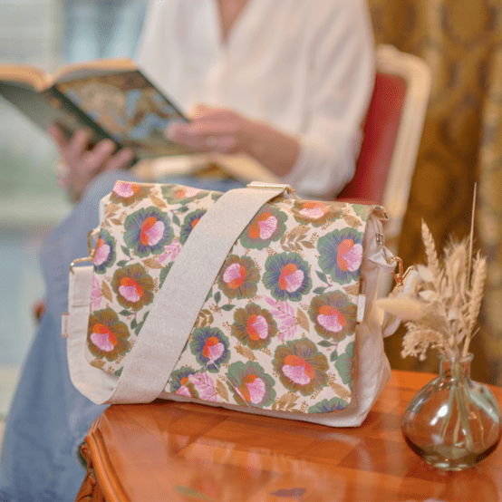 Square flap of saddle bag  fleur de thé