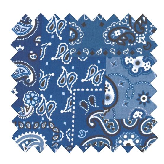 Cotton fabric ex2640 blue patchwork bandana