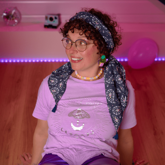 Pom pom scarf bleudana