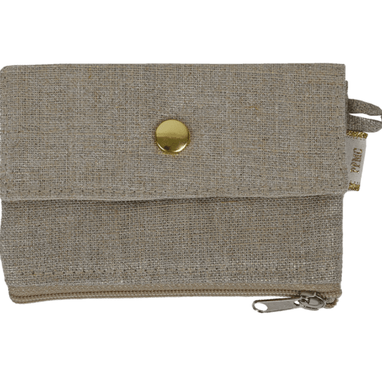zipper pouch card purse golden linen