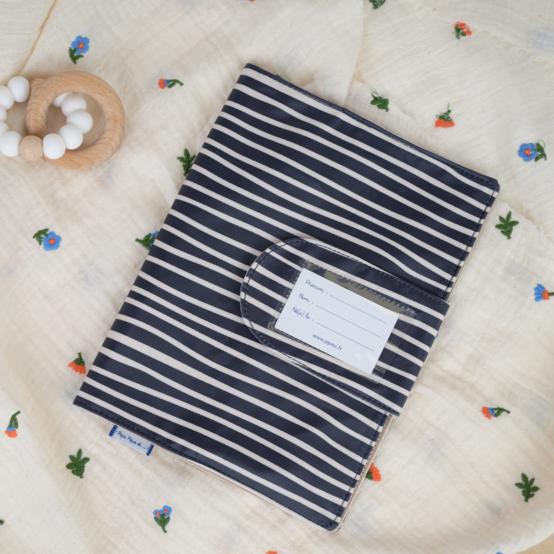Health book cover striped  ivory navy