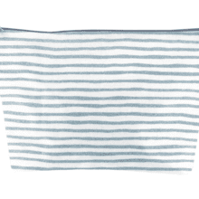 Cosmetic bag with flap striped blue gray glitter