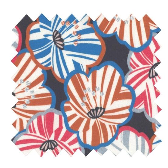 35cm coated fabric coupon anémones rayées