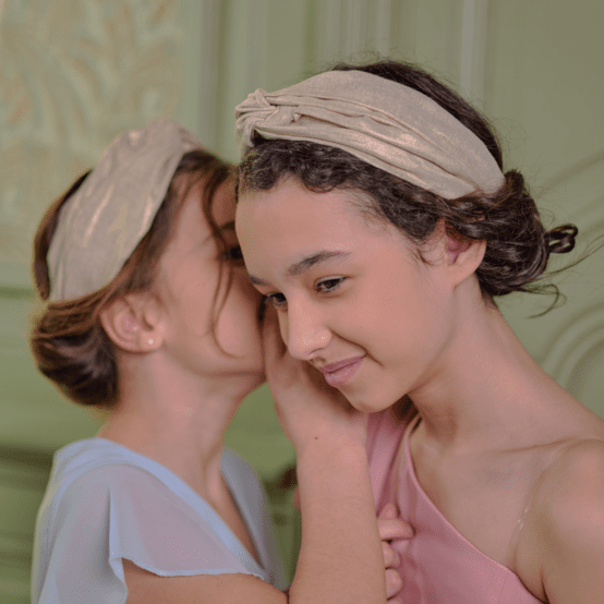 crossed headband  glitter linen