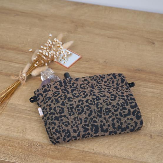 Coton clutch bag mocha quilted leopard
