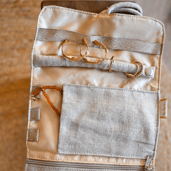 Jewelry pouch golden linen
