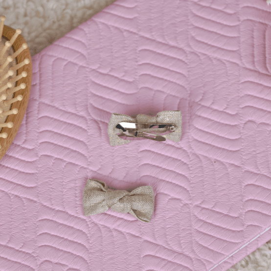 Small bows hair clips  glitter linen