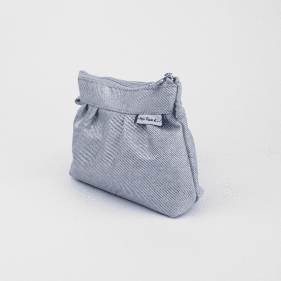 Mini Pleated clutch bag iridescent denim
