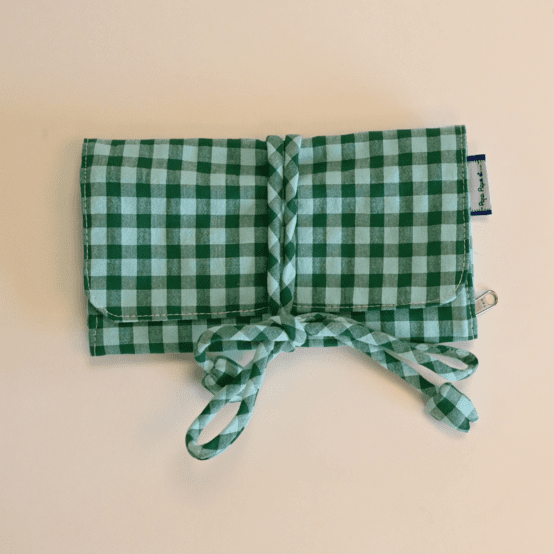 Jewelry pouch green mint gingham
