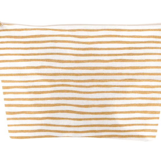 Cosmetic bag with flap rayé or blanc