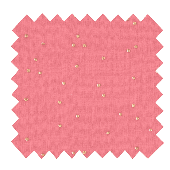 1 m fabric coupon gaze pois or rose sorbet