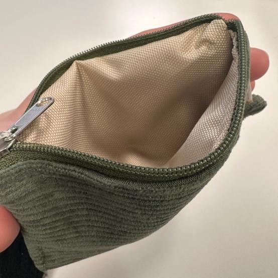zipper pouch card purse velours côtelé kaki