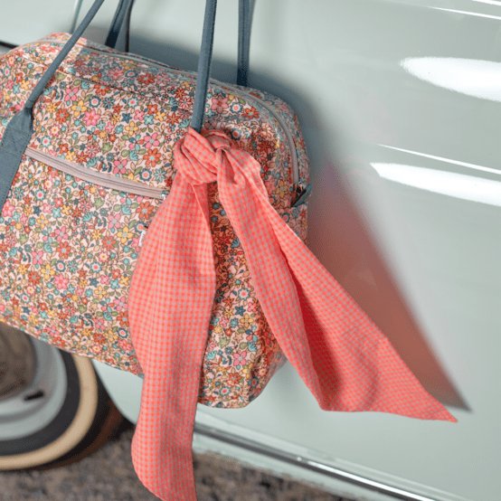 Long tail scrunchie neon orange gingham