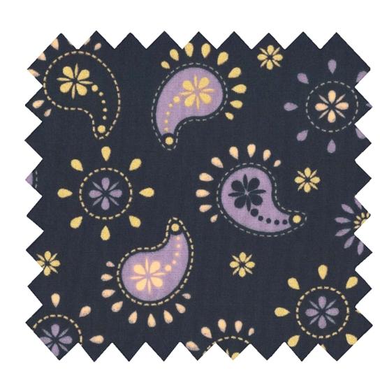 Cotton fabric ex2621 paisley sparkles navy gold