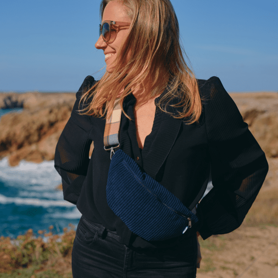 Small banana bag large navy orduroy 