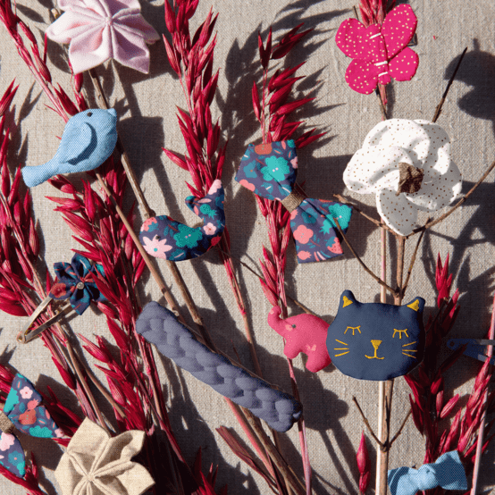 Butterfly hair clip fuchsia pailleté