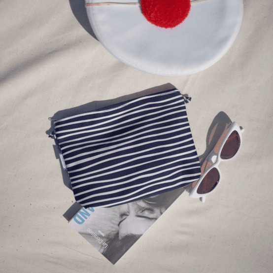 Coton clutch bag striped  ivory navy