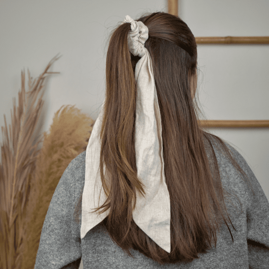 Long tail scrunchie  glitter linen